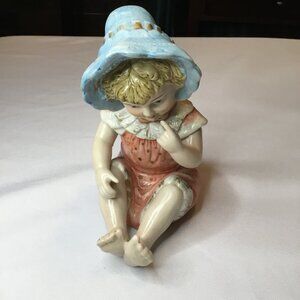 Vintage Andrea by Sadek Bisque Porcelain Piano Baby Girl Sophia 6" H